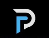 PastePal logo featuring a stylized P with blue and white design on black background